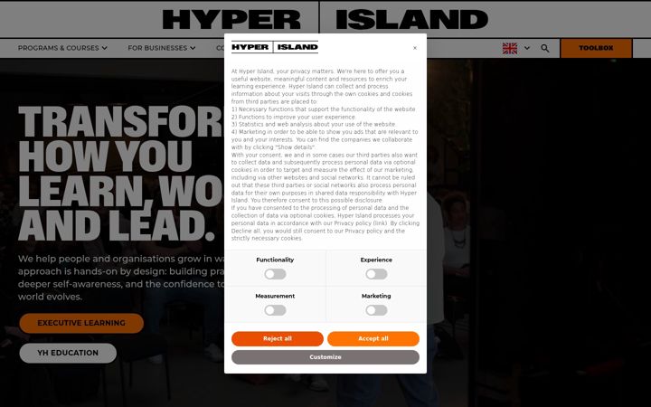Screenshot of hyperisland.com