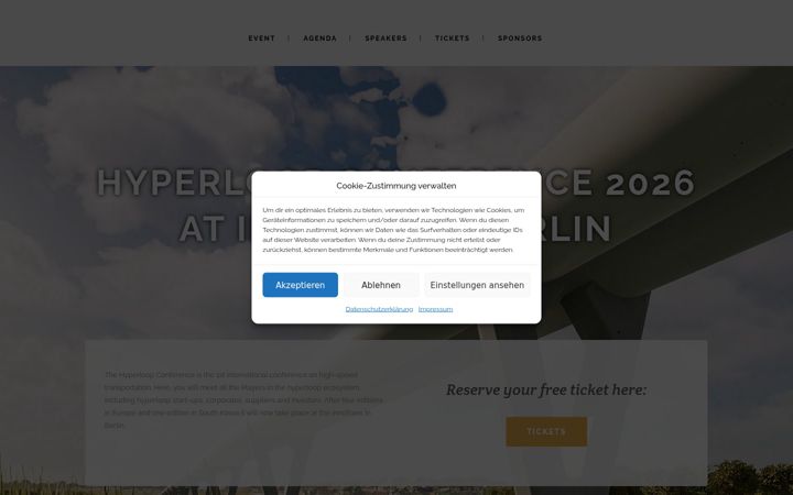Screenshot stránky hyperloopconference.com
