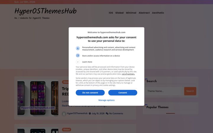 Screenshot of hyperosthemeshub.com