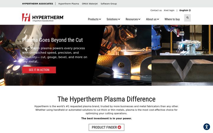 Screenshot of hypertherm.com