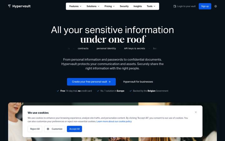 Screenshot of hypervault.com