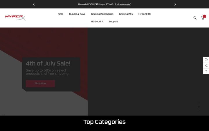Screenshot of hyperx.com