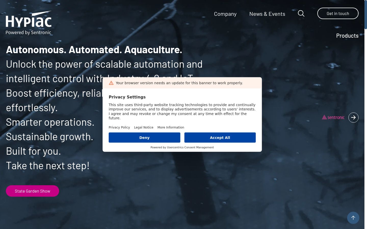 Screenshot of the consent banner shown before any interaction