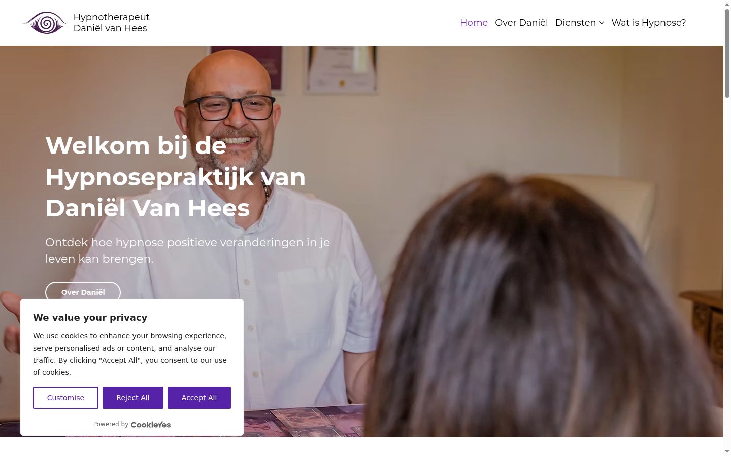 Screenshot van de toestemmingsbanner zoals getoond vóór enige interactie