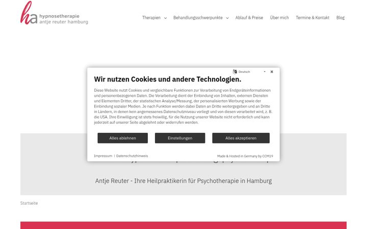 Zrzut ekranu hypnose-elbvororte.de