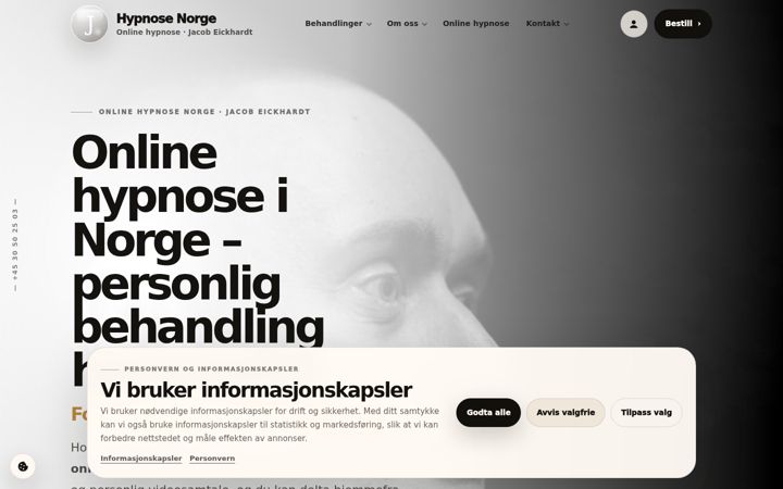Screenshot of hypnose-norge.no