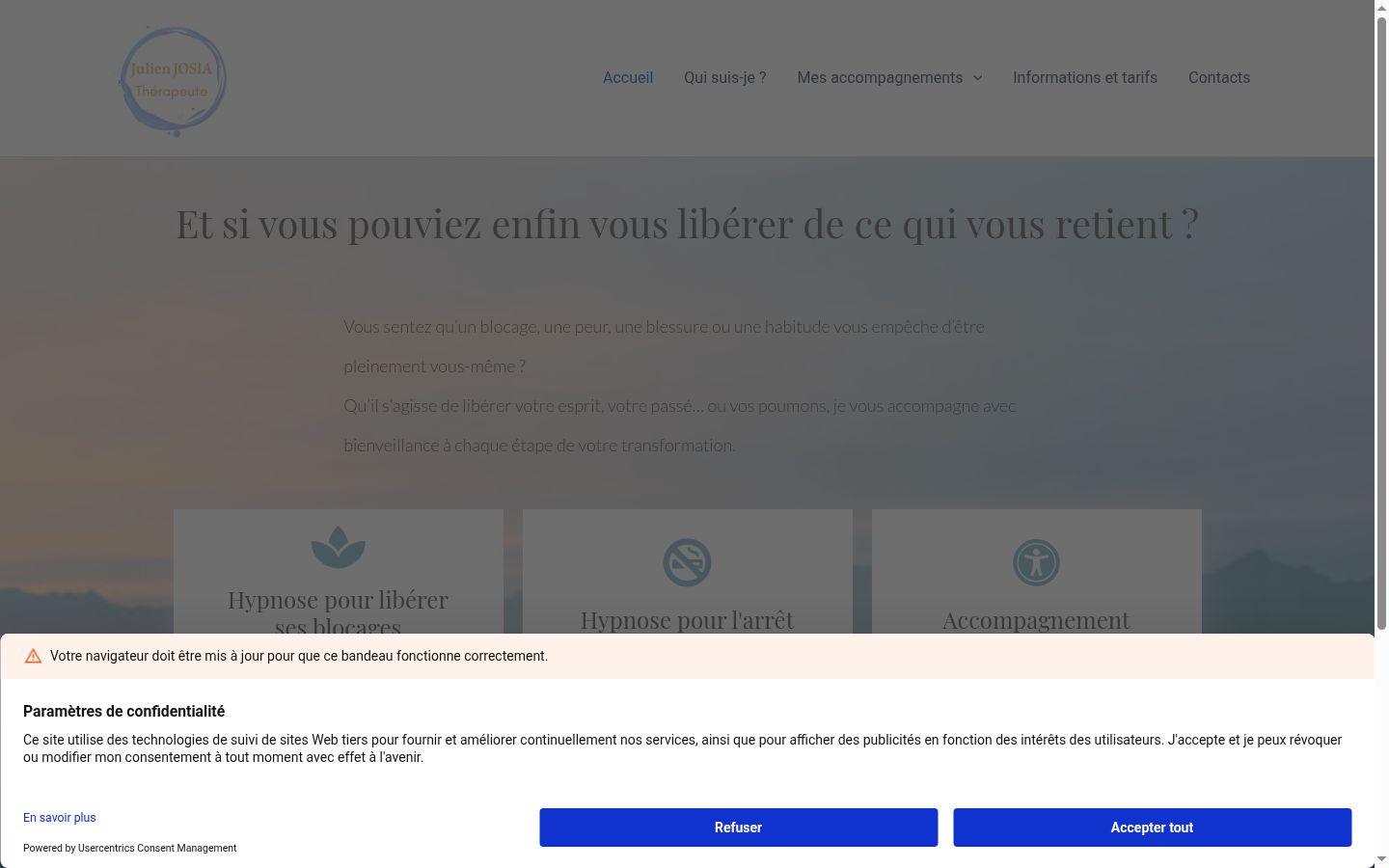 Screenshot of the consent banner shown before any interaction