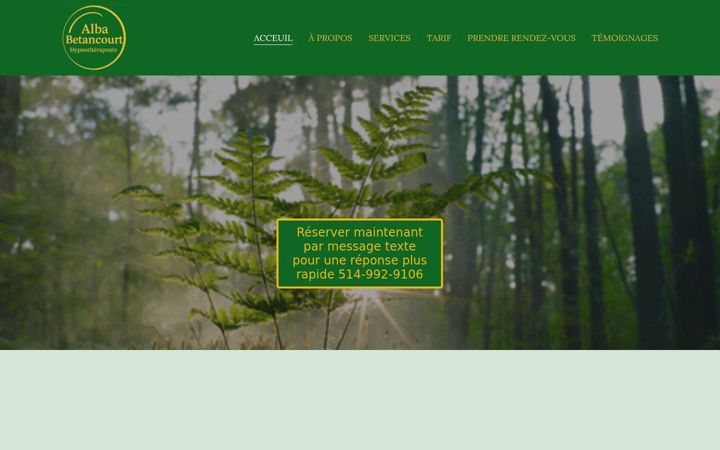 Screenshot of hypnosealba.ca