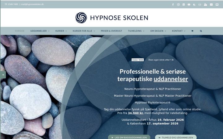 Screenshot von hypnoseskolen.dk