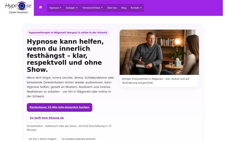 Screenshot of hypnosetermin.ch