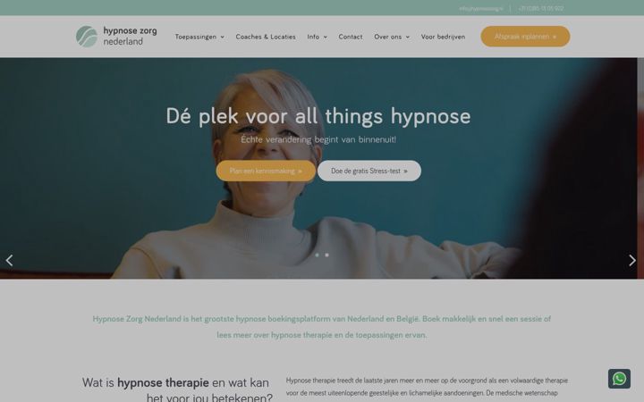 Screenshot of hypnosezorg.nl