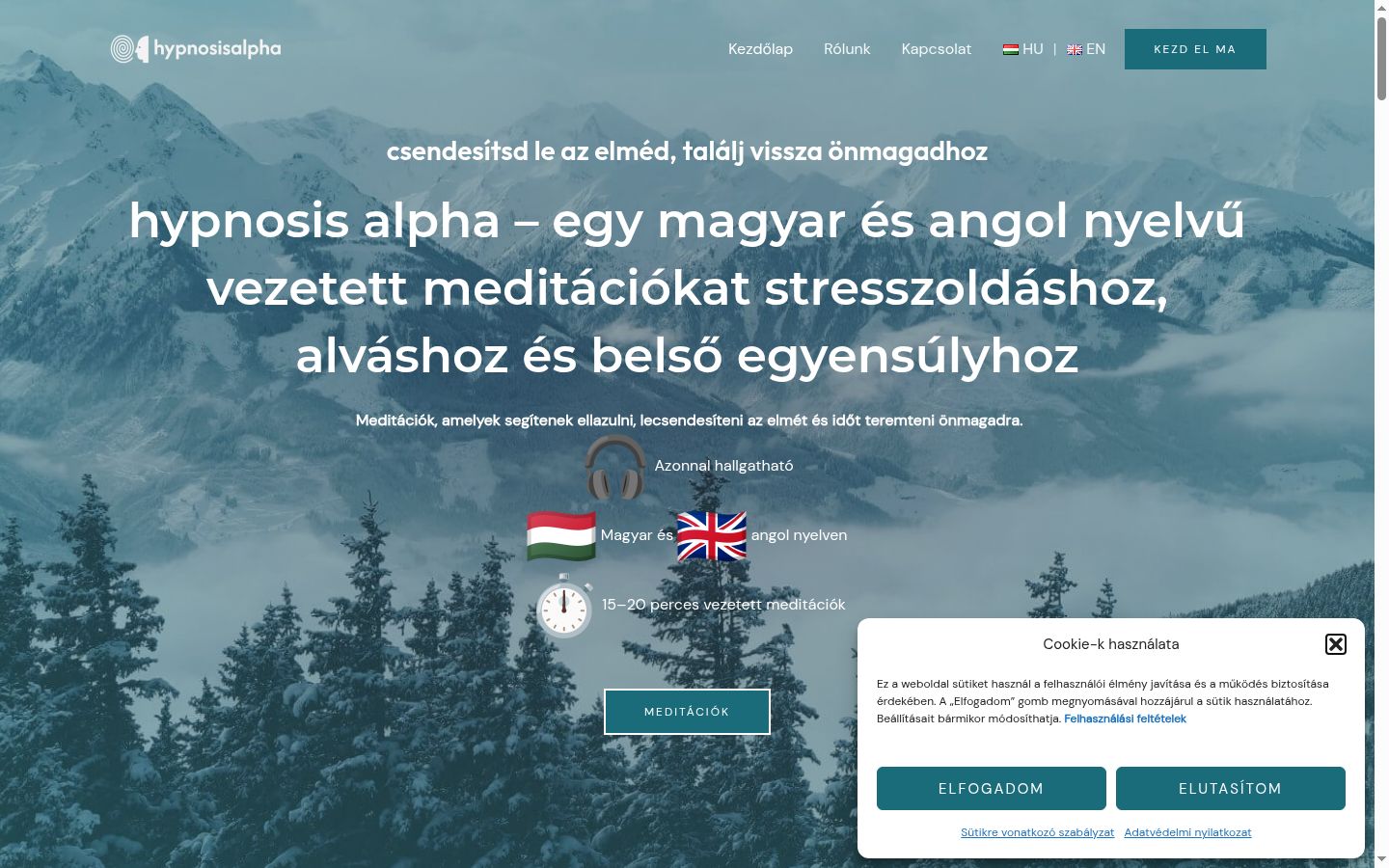 Képernyőkép a bármilyen interakció előtt megjelenő hozzájárulási bannerről
