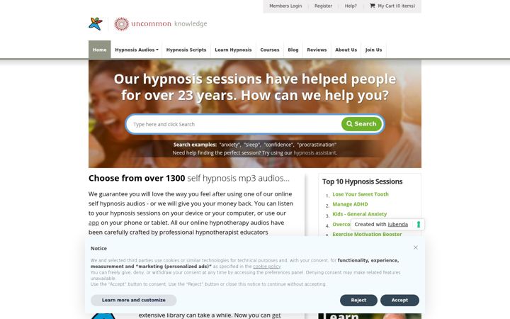 Screenshot of hypnosisdownloads.com