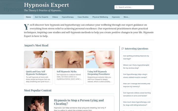Screenshot of hypnosisexpert.co.uk
