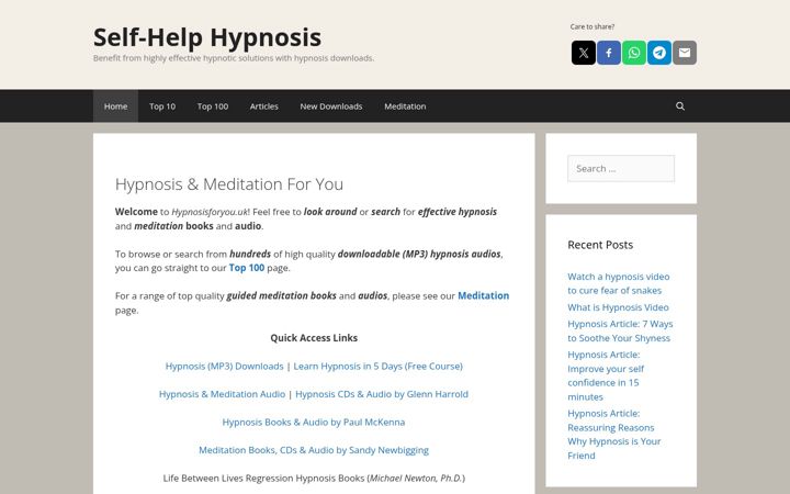 Screenshot of hypnosisforyou.uk
