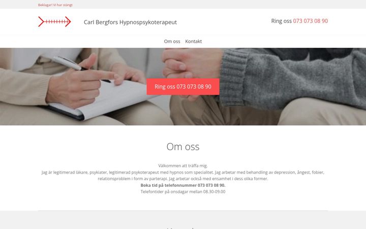 Screenshot of hypnospsykoterapeutbergfors.se