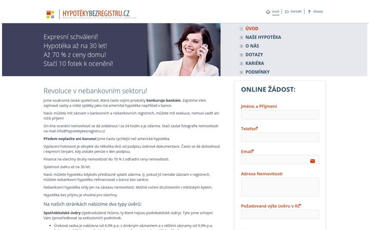 Screenshot of hypotekybezregistru.cz