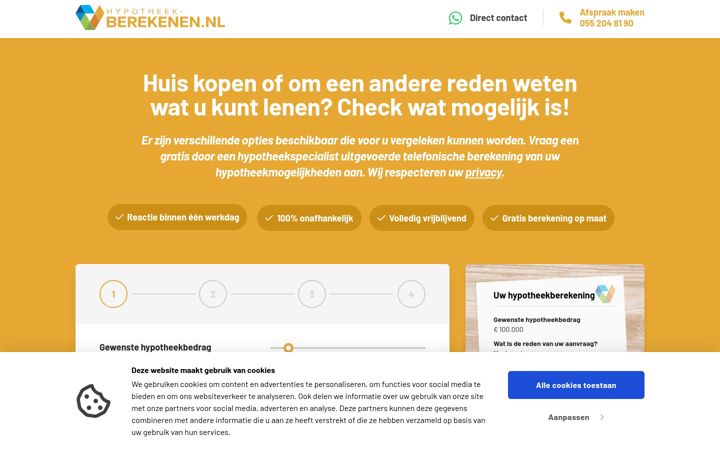 Screenshot of hypotheek-berekenen.nl