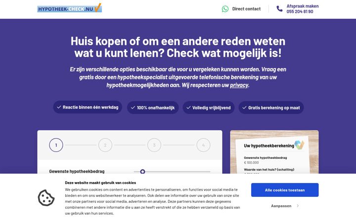 Screenshot of hypotheek-check.nu