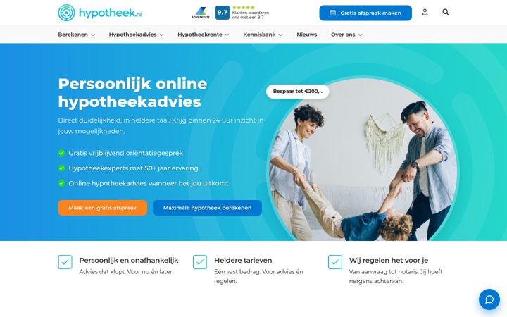 Screenshot of hypotheek.nl