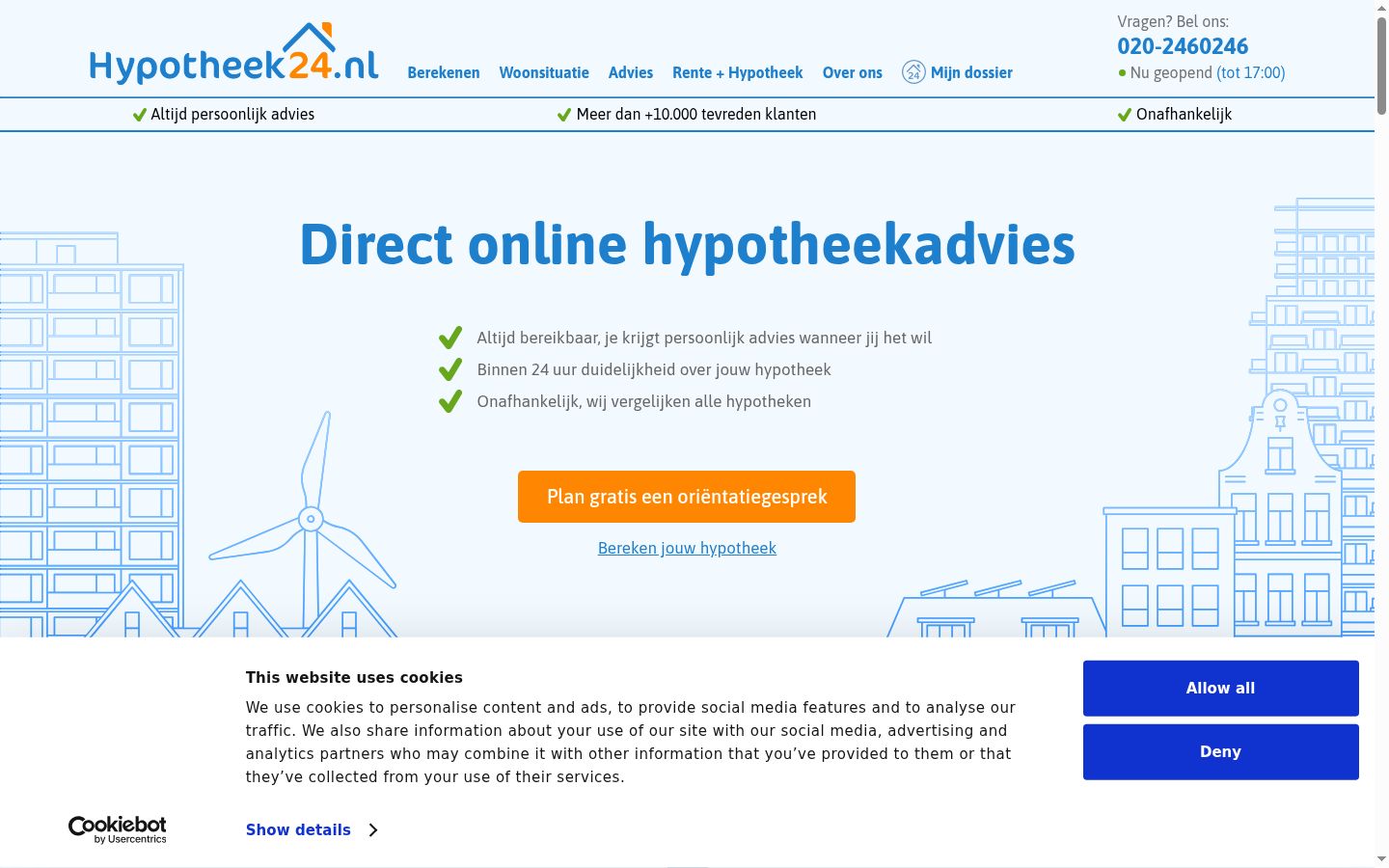 Screenshot del banner di consenso mostrato prima di qualsiasi interazione