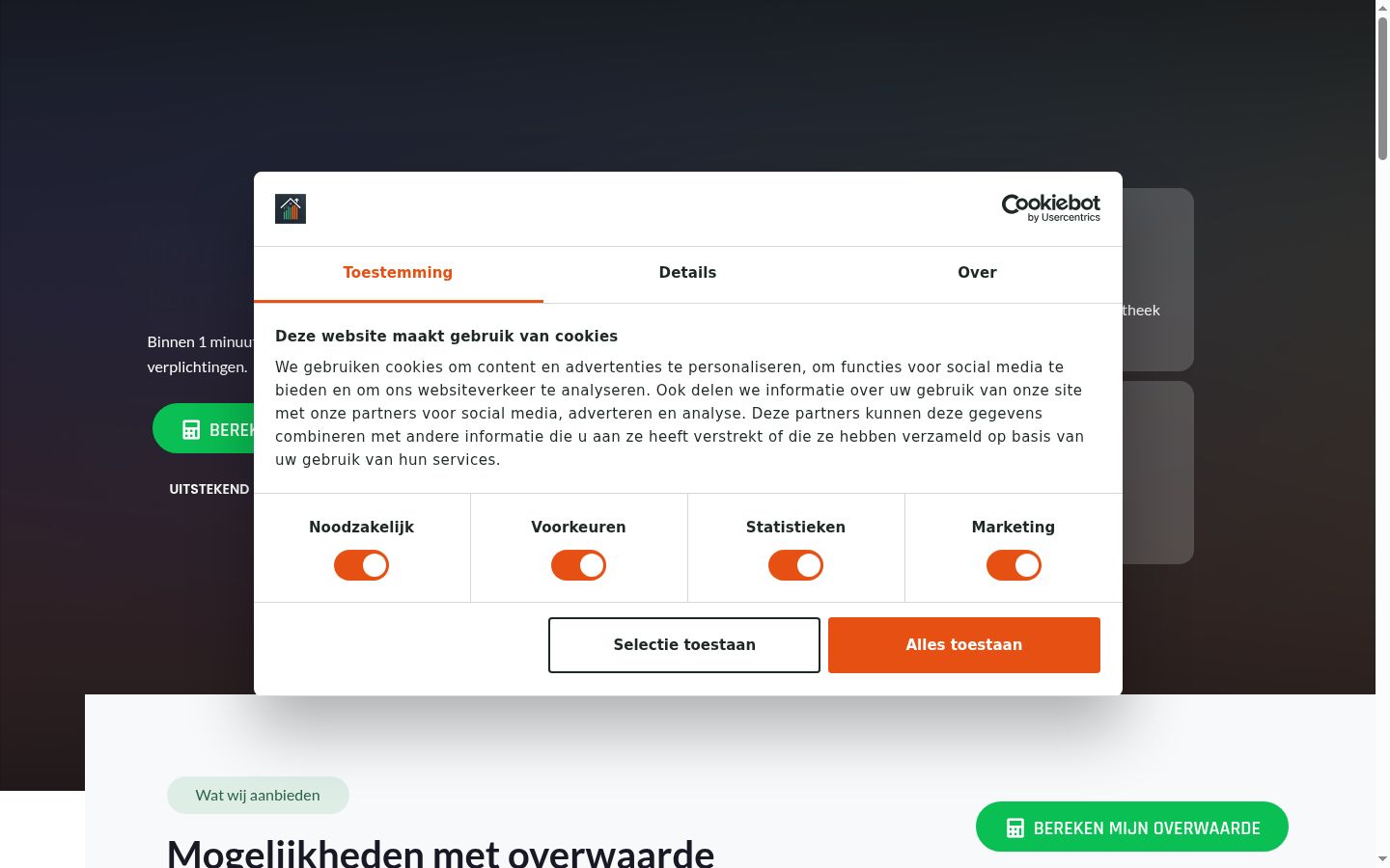 Screenshot del banner di consenso mostrato prima di qualsiasi interazione