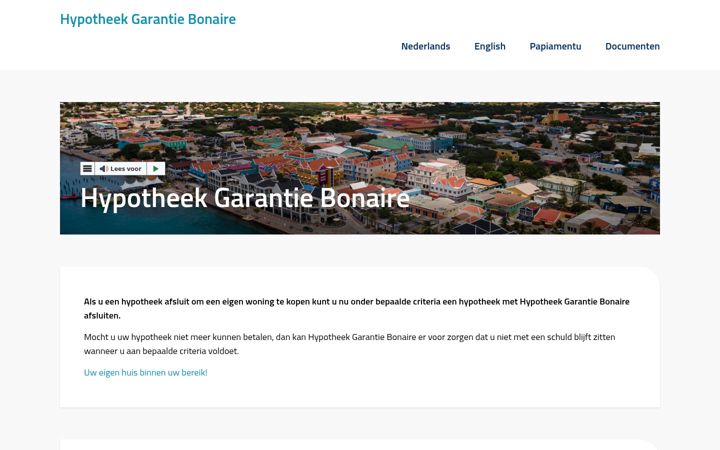 Screenshot of hypotheekgarantiebonaire.nl