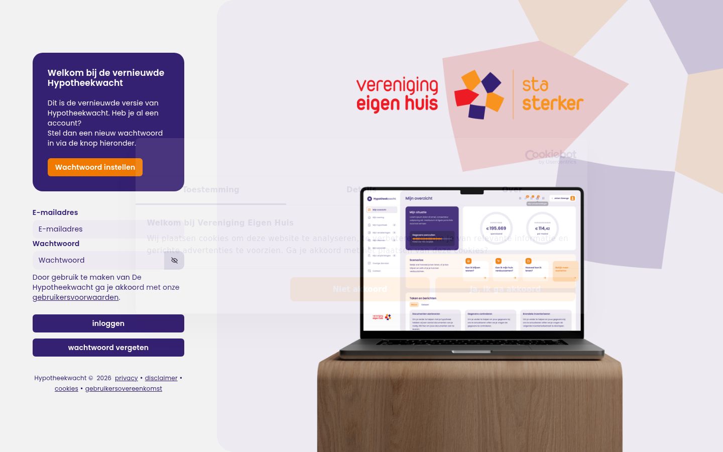 Screenshot van de toestemmingsbanner zoals getoond vóór enige interactie
