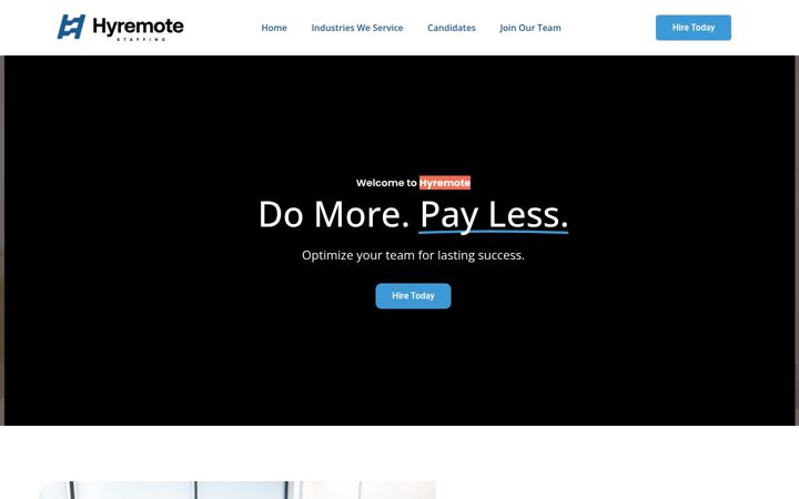 Screenshot stránky hyremote.com