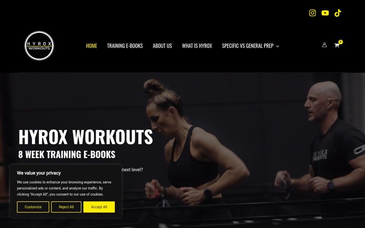 Screenshot of hyroxworkouts.co.uk