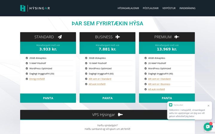 Screenshot of hysingar.is