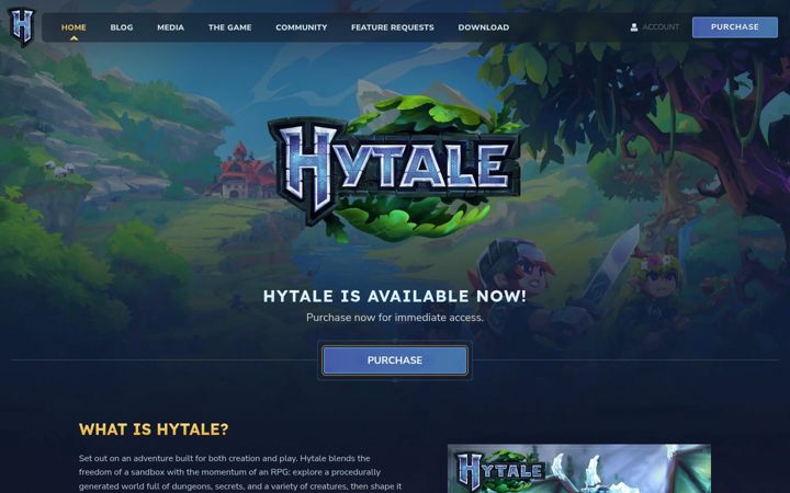 Screenshot του hytale.com
