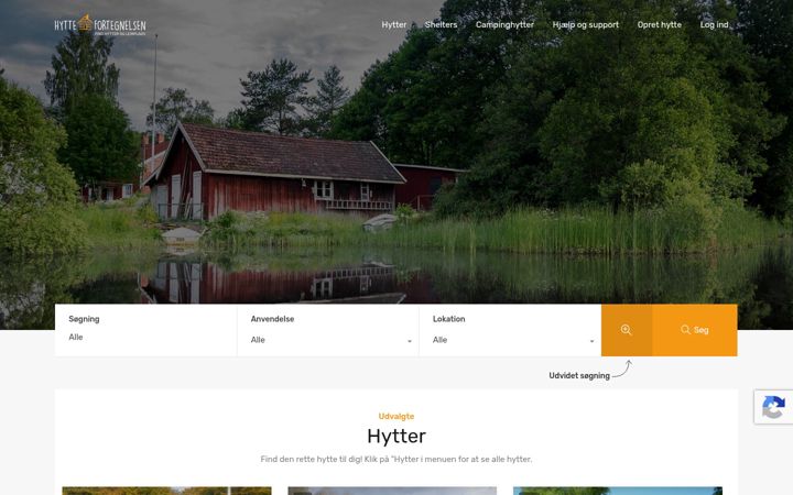 Screenshot of hyttefortegnelsen.dk