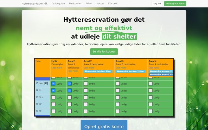 Screenshot of hyttereservation.dk