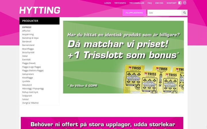 Screenshot of hytting.se