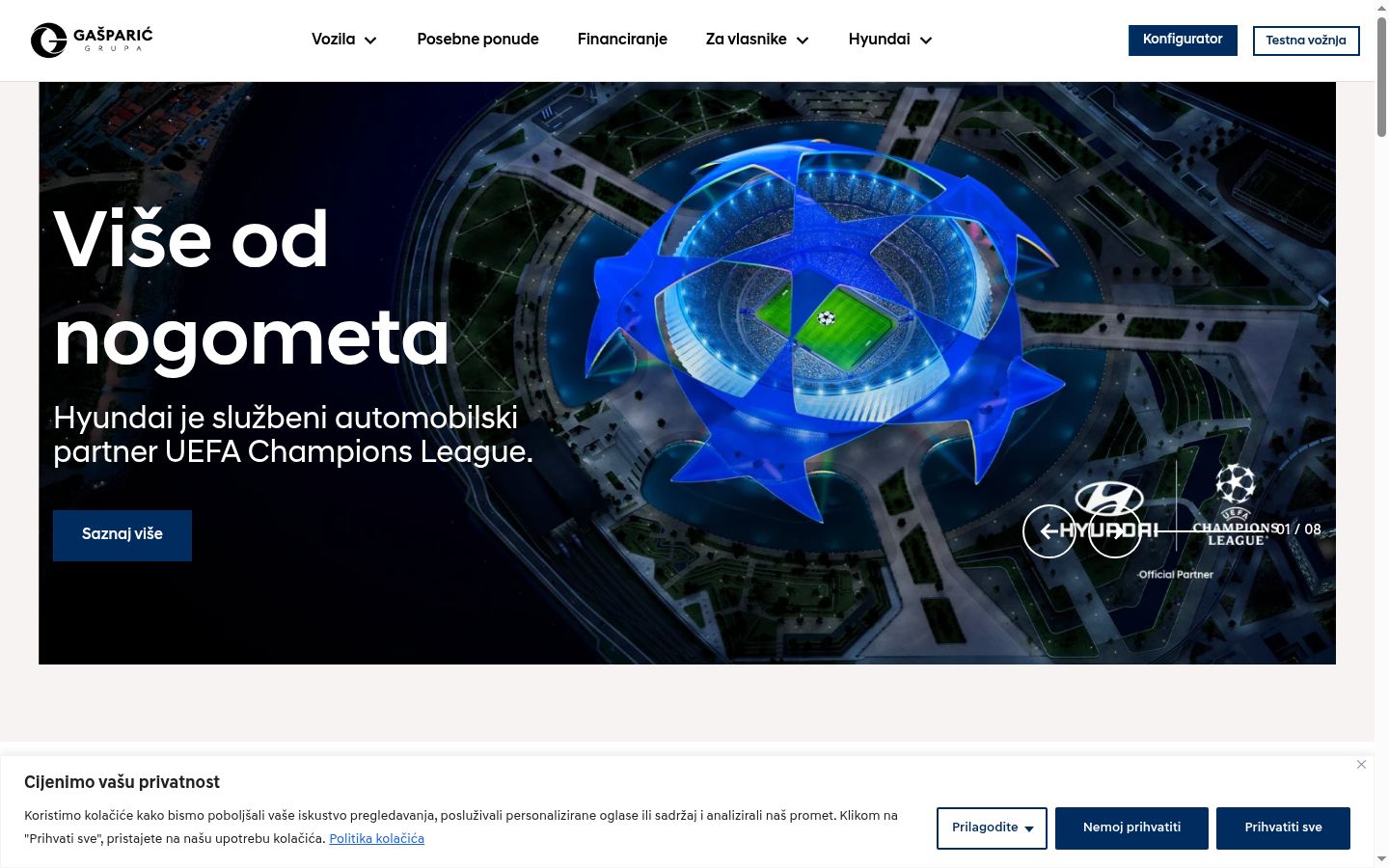 Screenshot del banner di consenso mostrato prima di qualsiasi interazione