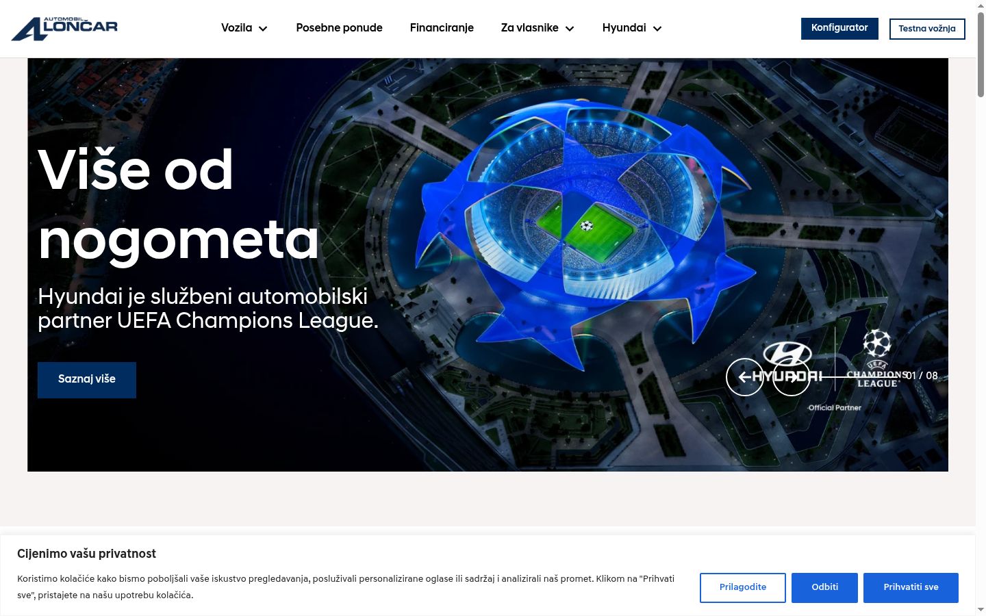 Screenshot del banner di consenso mostrato prima di qualsiasi interazione