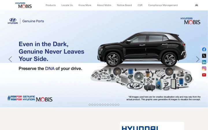 Screenshot of hyundaimobisin.com
