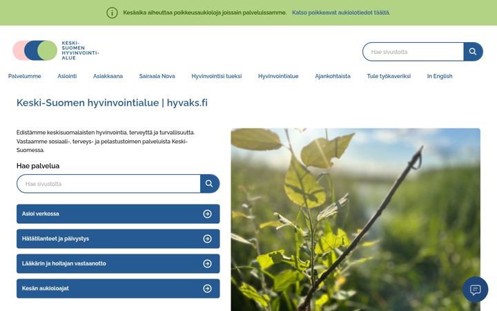 Screenshot of hyvaks.fi