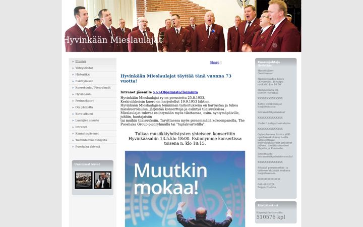 Screenshot of hyvinkaanmieslaulajat.fi
