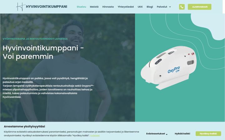 Screenshot of hyvinvointikumppani.fi