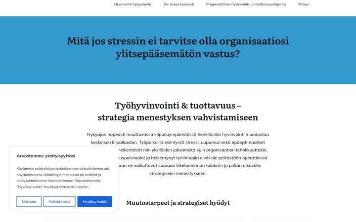 Screenshot of hyvinvointityopaikalla.fi