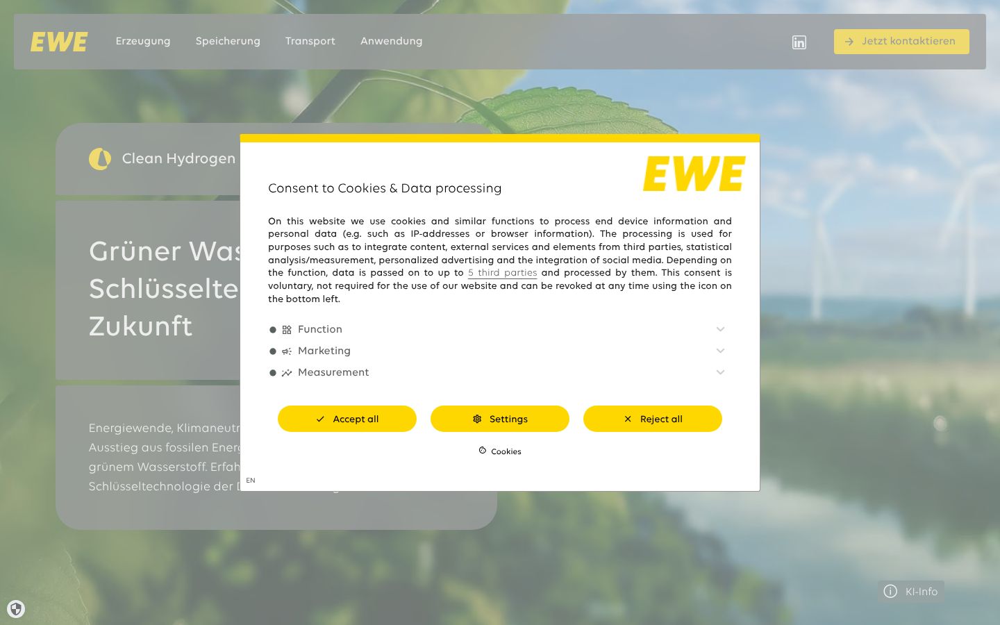 Zrzut ekranu banera zgody wyświetlanego przed jakąkolwiek interakcją
