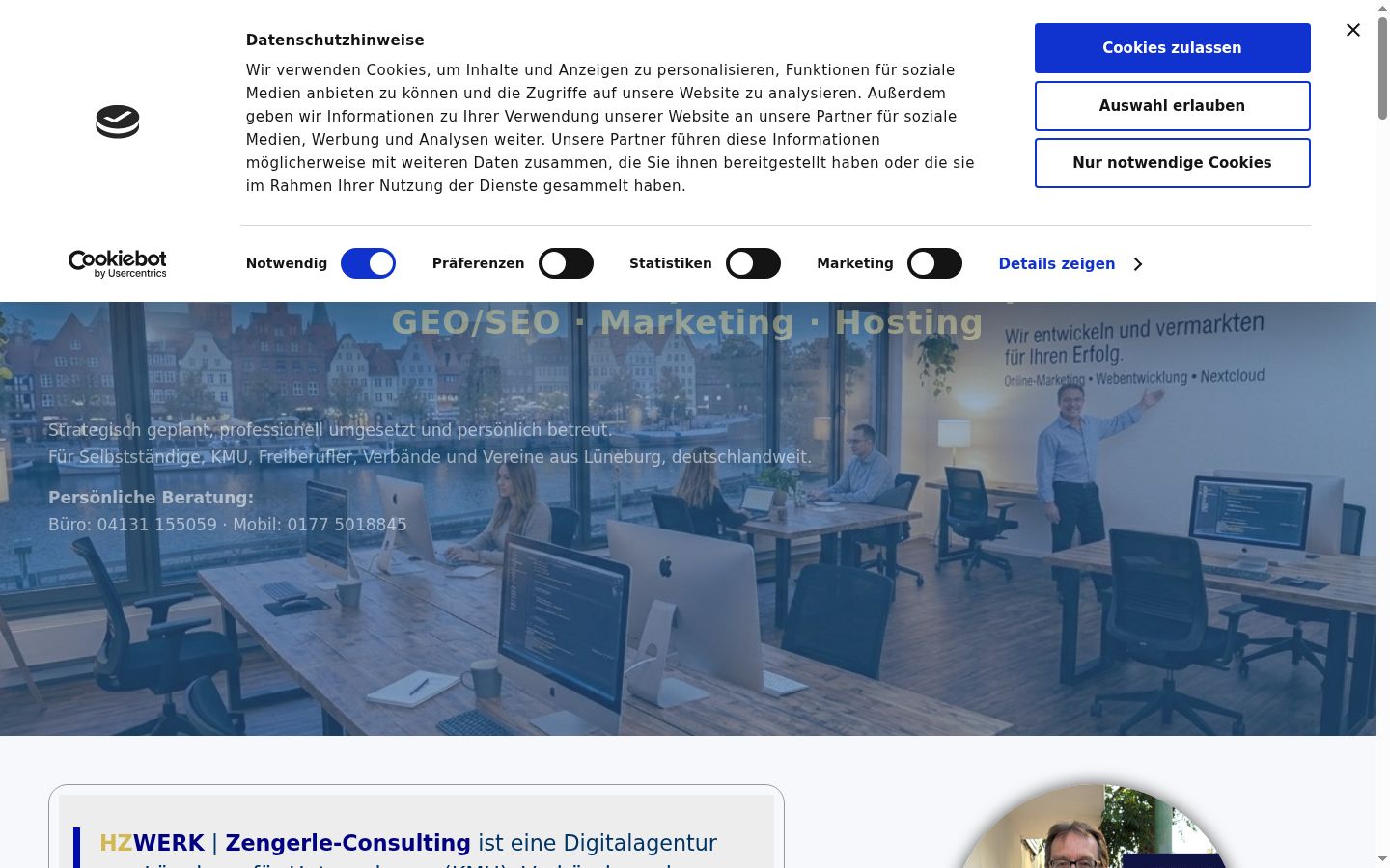 Screenshot del banner di consenso mostrato prima di qualsiasi interazione