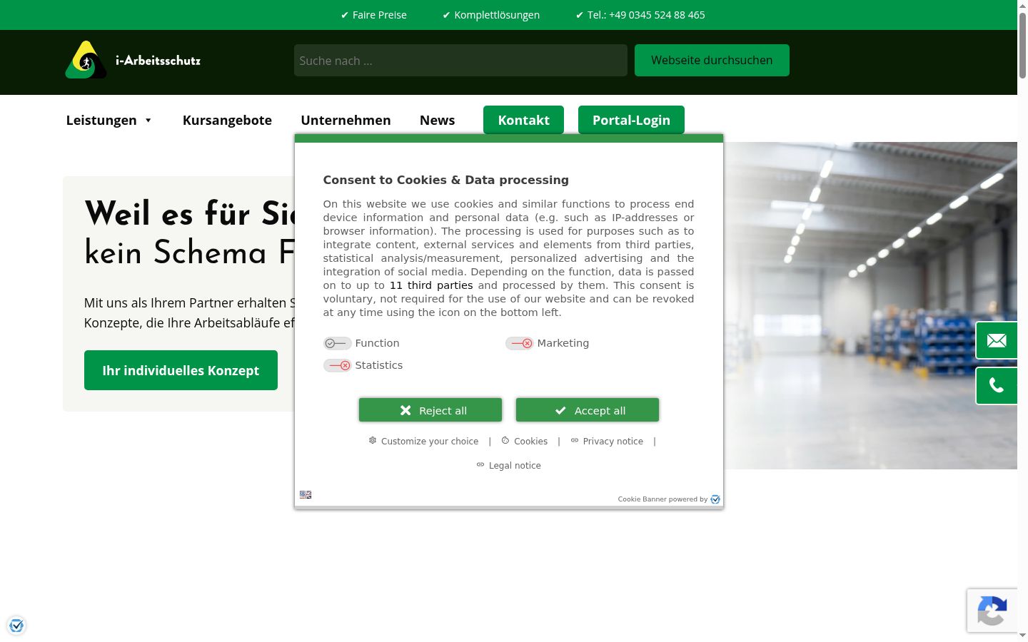 Screenshot tal-banner tal-kunsens muri qabel kwalunkwe interazzjoni
