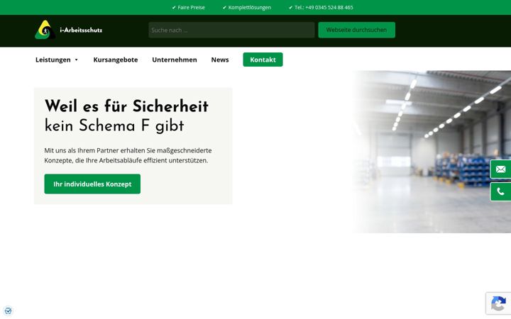 Snímek obrazovky i-arbeitsschutz.de