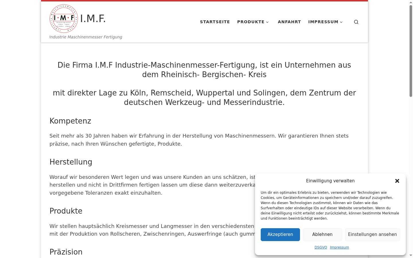 Screenshot des Einwilligungsbanners vor jeglicher Interaktion