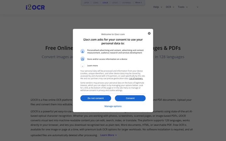 Screenshot of i2ocr.com
