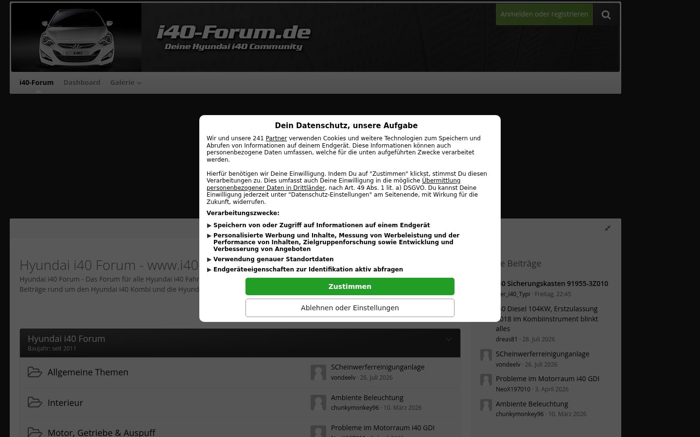 Snimka zaslona bannera za privolu prikazanog prije bilo kakve interakcije