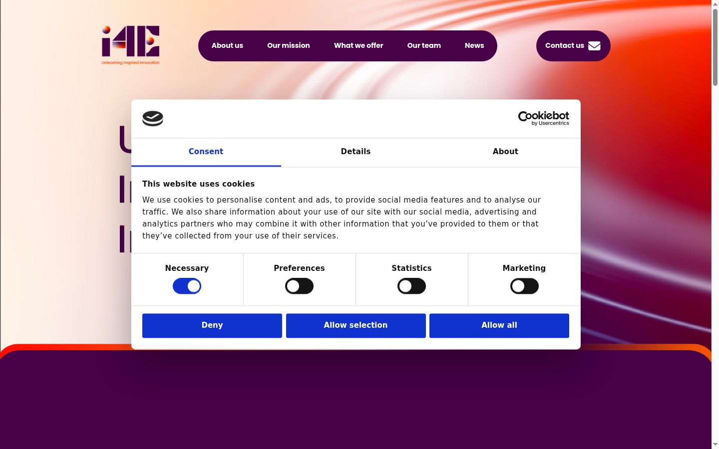 Screenshot del banner di consenso mostrato prima di qualsiasi interazione